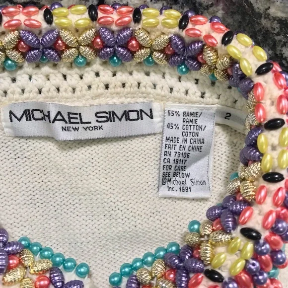 Vintage Michael Simon Beaded Bird Cardigan ~ Women’s Size 2 LargeRAREHTF
